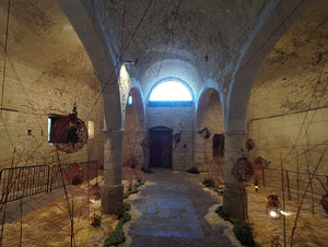 Temps de Flors 2019. Instal·lació A live connection a l'interior de la capella de Santa Llúcia