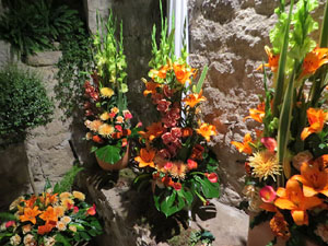 Temps de Flors 2019. Decoracions florals als baixos de l'edifici de les Sarraïnes