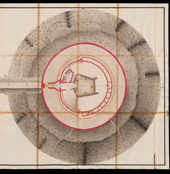 Detall de 'Plano de la Torre de San Luís extramuros de la Plaza de Gerona con el Terreno comprehendido dentro de sus límites'. 1801