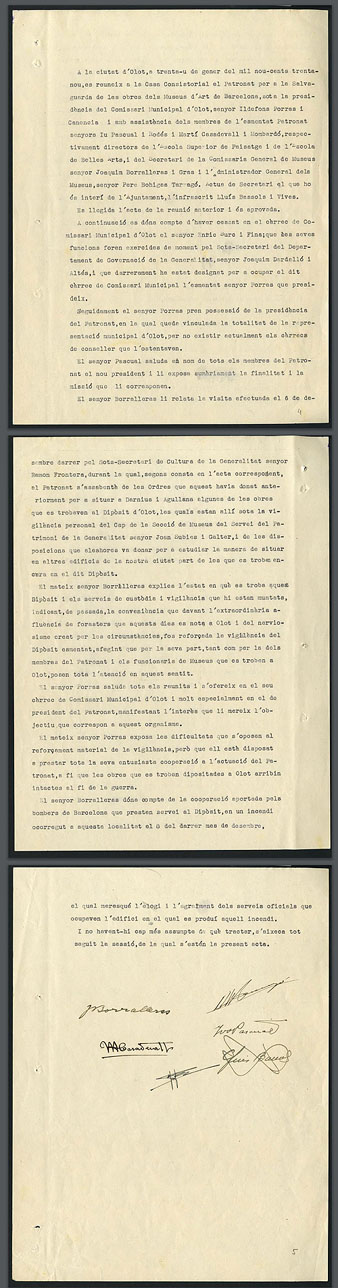 Acta sobre els dipòsits d'Olot, Darnius i Agullana 1939