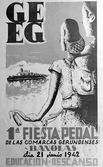 Reproducció del cartell de la Primera Festa del Pedal, organitzada pel GEiEG, l'any 1942