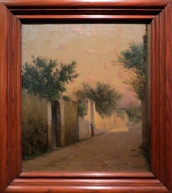 Un carrer de Sant Gervasi. Sol de matí. Modest Urgell. Ca. 1907. Oli sobre tela