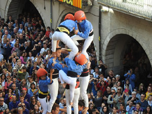 Fires 2019. La Diada Castellera a la pla&ccedil;a del Vi, amb els Marrecs de Salt, els Capgrossos de Matar&oacute; i els Minyons de Terrassa