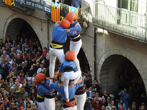 Fires 2019. La Diada Castellera a la pla&ccedil;a del Vi, amb els Marrecs de Salt, els Capgrossos de Matar&oacute; i els Minyons de Terrassa