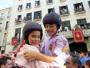 Fires 2019. La Diada Castellera a la pla&ccedil;a del Vi, amb els Marrecs de Salt, els Capgrossos de Matar&oacute; i els Minyons de Terrassa