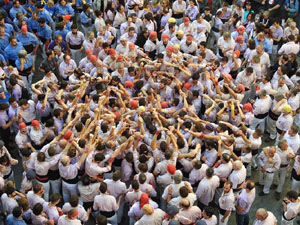 Fires 2019. La Diada Castellera a la pla&ccedil;a del Vi, amb els Marrecs de Salt, els Capgrossos de Matar&oacute; i els Minyons de Terrassa