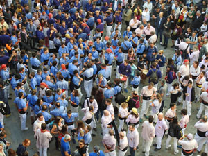 Fires 2019. La Diada Castellera a la pla&ccedil;a del Vi, amb els Marrecs de Salt, els Capgrossos de Matar&oacute; i els Minyons de Terrassa