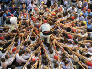 Fires 2019. La Diada Castellera a la pla&ccedil;a del Vi, amb els Marrecs de Salt, els Capgrossos de Matar&oacute; i els Minyons de Terrassa