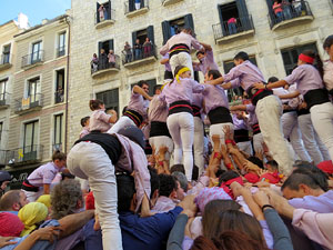 Fires 2019. La Diada Castellera a la pla&ccedil;a del Vi, amb els Marrecs de Salt, els Capgrossos de Matar&oacute; i els Minyons de Terrassa
