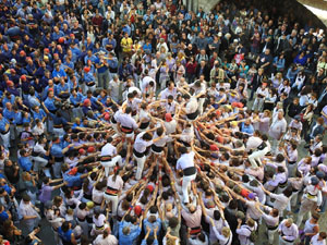 Fires 2019. La Diada Castellera a la pla&ccedil;a del Vi, amb els Marrecs de Salt, els Capgrossos de Matar&oacute; i els Minyons de Terrassa