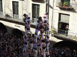 Fires 2019. La Diada Castellera a la pla&ccedil;a del Vi, amb els Marrecs de Salt, els Capgrossos de Matar&oacute; i els Minyons de Terrassa