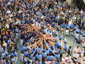 Fires 2019. La Diada Castellera a la pla&ccedil;a del Vi, amb els Marrecs de Salt, els Capgrossos de Matar&oacute; i els Minyons de Terrassa