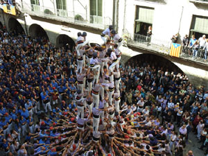 Fires 2019. La Diada Castellera a la pla&ccedil;a del Vi, amb els Marrecs de Salt, els Capgrossos de Matar&oacute; i els Minyons de Terrassa