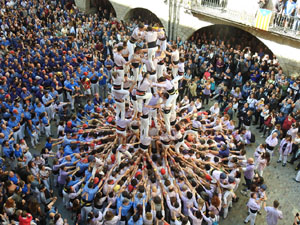 Fires 2019. La Diada Castellera a la pla&ccedil;a del Vi, amb els Marrecs de Salt, els Capgrossos de Matar&oacute; i els Minyons de Terrassa