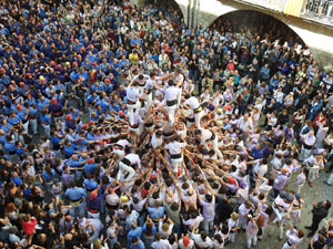 Fires 2019. La Diada Castellera a la pla&ccedil;a del Vi, amb els Marrecs de Salt, els Capgrossos de Matar&oacute; i els Minyons de Terrassa