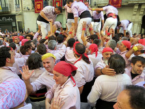 Fires 2019. La Diada Castellera a la pla&ccedil;a del Vi, amb els Marrecs de Salt, els Capgrossos de Matar&oacute; i els Minyons de Terrassa