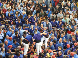 Fires 2019. La Diada Castellera a la pla&ccedil;a del Vi, amb els Marrecs de Salt, els Capgrossos de Matar&oacute; i els Minyons de Terrassa