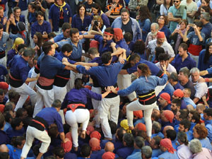 Fires 2019. La Diada Castellera a la pla&ccedil;a del Vi, amb els Marrecs de Salt, els Capgrossos de Matar&oacute; i els Minyons de Terrassa
