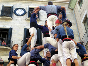 Fires 2019. La Diada Castellera a la pla&ccedil;a del Vi, amb els Marrecs de Salt, els Capgrossos de Matar&oacute; i els Minyons de Terrassa