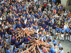 Fires 2019. La Diada Castellera a la pla&ccedil;a del Vi, amb els Marrecs de Salt, els Capgrossos de Matar&oacute; i els Minyons de Terrassa