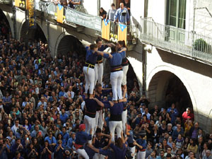 Fires 2019. La Diada Castellera a la pla&ccedil;a del Vi, amb els Marrecs de Salt, els Capgrossos de Matar&oacute; i els Minyons de Terrassa