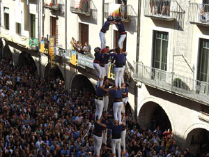 Fires 2019. La Diada Castellera a la pla&ccedil;a del Vi, amb els Marrecs de Salt, els Capgrossos de Matar&oacute; i els Minyons de Terrassa