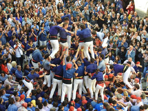 Fires 2019. La Diada Castellera a la pla&ccedil;a del Vi, amb els Marrecs de Salt, els Capgrossos de Matar&oacute; i els Minyons de Terrassa
