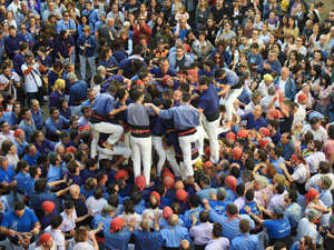 Fires 2019. La Diada Castellera a la pla&ccedil;a del Vi, amb els Marrecs de Salt, els Capgrossos de Matar&oacute; i els Minyons de Terrassa