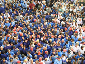 Fires 2019. La Diada Castellera a la pla&ccedil;a del Vi, amb els Marrecs de Salt, els Capgrossos de Matar&oacute; i els Minyons de Terrassa