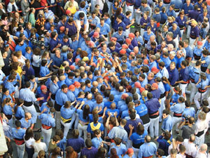 Fires 2019. La Diada Castellera a la pla&ccedil;a del Vi, amb els Marrecs de Salt, els Capgrossos de Matar&oacute; i els Minyons de Terrassa