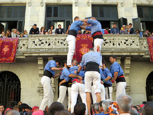 Fires 2019. La Diada Castellera a la pla&ccedil;a del Vi, amb els Marrecs de Salt, els Capgrossos de Matar&oacute; i els Minyons de Terrassa