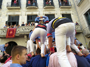 Fires 2019. La Diada Castellera a la pla&ccedil;a del Vi, amb els Marrecs de Salt, els Capgrossos de Matar&oacute; i els Minyons de Terrassa