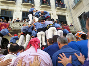 Fires 2019. La Diada Castellera a la pla&ccedil;a del Vi, amb els Marrecs de Salt, els Capgrossos de Matar&oacute; i els Minyons de Terrassa