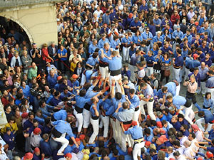 Fires 2019. La Diada Castellera a la pla&ccedil;a del Vi, amb els Marrecs de Salt, els Capgrossos de Matar&oacute; i els Minyons de Terrassa