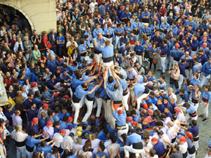 Fires 2019. La Diada Castellera a la pla&ccedil;a del Vi, amb els Marrecs de Salt, els Capgrossos de Matar&oacute; i els Minyons de Terrassa