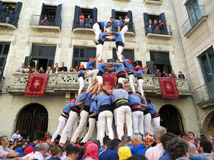 Fires 2019. La Diada Castellera a la pla&ccedil;a del Vi, amb els Marrecs de Salt, els Capgrossos de Matar&oacute; i els Minyons de Terrassa