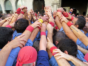 Fires 2019. La Diada Castellera a la pla&ccedil;a del Vi, amb els Marrecs de Salt, els Capgrossos de Matar&oacute; i els Minyons de Terrassa