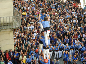 Fires 2019. La Diada Castellera a la pla&ccedil;a del Vi, amb els Marrecs de Salt, els Capgrossos de Matar&oacute; i els Minyons de Terrassa