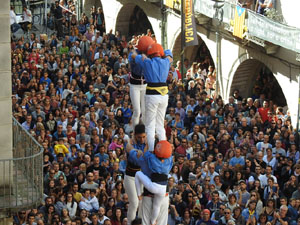 Fires 2019. La Diada Castellera a la pla&ccedil;a del Vi, amb els Marrecs de Salt, els Capgrossos de Matar&oacute; i els Minyons de Terrassa