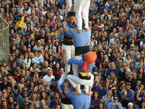 Fires 2019. La Diada Castellera a la pla&ccedil;a del Vi, amb els Marrecs de Salt, els Capgrossos de Matar&oacute; i els Minyons de Terrassa