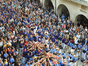Fires 2019. La Diada Castellera a la pla&ccedil;a del Vi, amb els Marrecs de Salt, els Capgrossos de Matar&oacute; i els Minyons de Terrassa