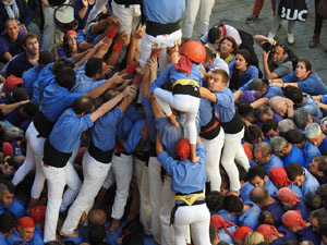 Fires 2019. La Diada Castellera a la pla&ccedil;a del Vi, amb els Marrecs de Salt, els Capgrossos de Matar&oacute; i els Minyons de Terrassa