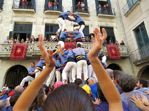 Fires 2019. La Diada Castellera a la pla&ccedil;a del Vi, amb els Marrecs de Salt, els Capgrossos de Matar&oacute; i els Minyons de Terrassa