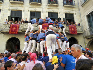 Fires 2019. La Diada Castellera a la pla&ccedil;a del Vi, amb els Marrecs de Salt, els Capgrossos de Matar&oacute; i els Minyons de Terrassa