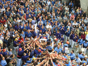 Fires 2019. La Diada Castellera a la pla&ccedil;a del Vi, amb els Marrecs de Salt, els Capgrossos de Matar&oacute; i els Minyons de Terrassa