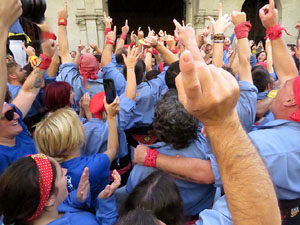 Fires 2019. La Diada Castellera a la pla&ccedil;a del Vi, amb els Marrecs de Salt, els Capgrossos de Matar&oacute; i els Minyons de Terrassa