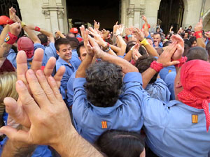 Fires 2019. La Diada Castellera a la pla&ccedil;a del Vi, amb els Marrecs de Salt, els Capgrossos de Matar&oacute; i els Minyons de Terrassa