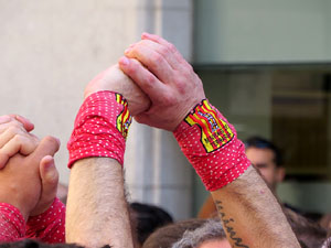 Fires 2019. La Diada Castellera a la pla&ccedil;a del Vi, amb els Marrecs de Salt, els Capgrossos de Matar&oacute; i els Minyons de Terrassa