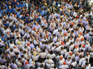 Fires 2019. La Diada Castellera a la pla&ccedil;a del Vi, amb els Marrecs de Salt, els Capgrossos de Matar&oacute; i els Minyons de Terrassa