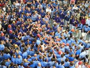 Fires 2019. La Diada Castellera a la pla&ccedil;a del Vi, amb els Marrecs de Salt, els Capgrossos de Matar&oacute; i els Minyons de Terrassa